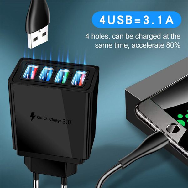 3.1A 4usb Mobile Phone Charger Travel Charger Charging Plug European Regulation Charging Head Charging Plug - Image 6