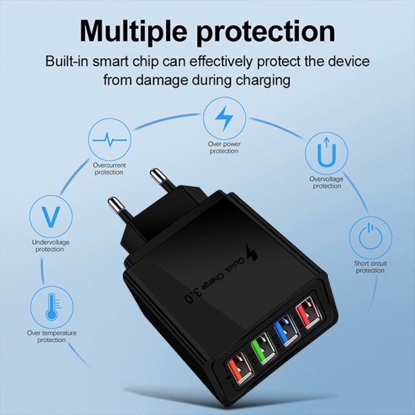 3.1A 4usb Mobile Phone Charger Travel Charger Charging Plug European Regulation Charging Head Charging Plug - Image 4